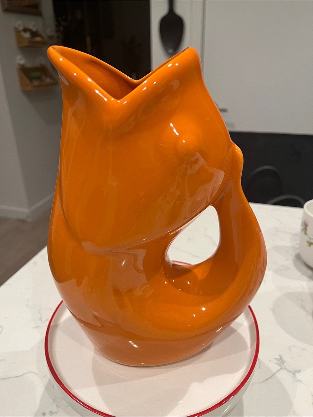 Orange Ceramic Decorative Vase - Pitcher